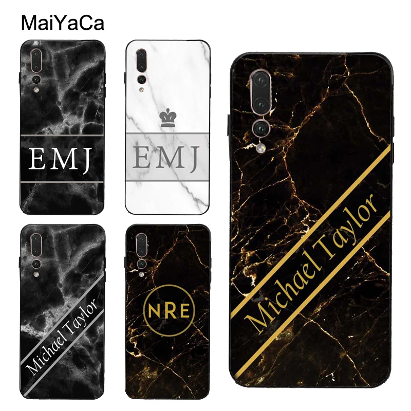

MaiYaCa Personalised Name Custom Marble Initial Crown Case For Huawei P30 Lite P20 Pro Honor 10 8X Mate 20 Lite Nova 3E P Smart