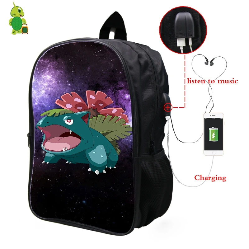 23 Покемон Venusaur Галактика космический рюкзак Многофункциональный USB зарядка Разъем для наушников ноутбук рюкзак для подростков мужчин женщин школьные сумки - Цвет: 23