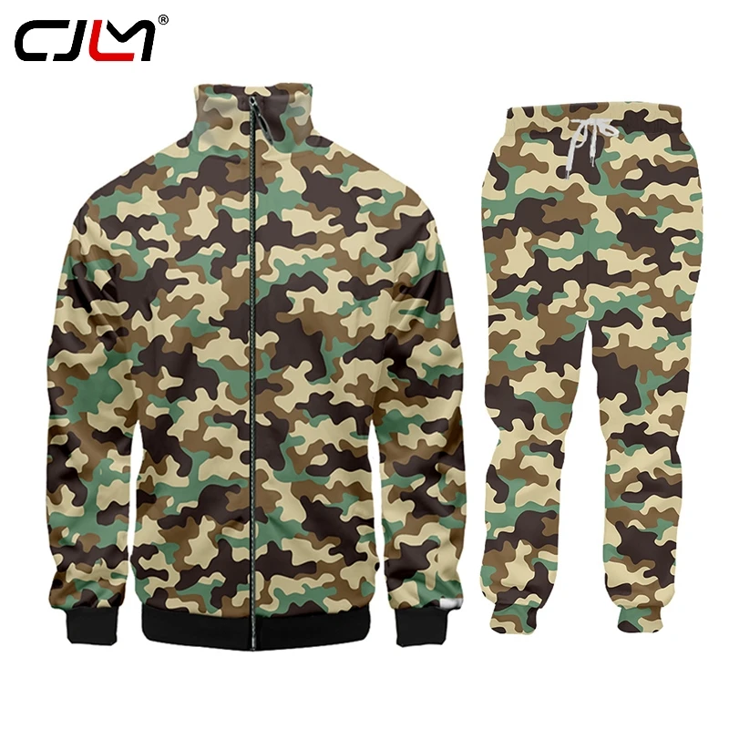 chándal de camuflaje de para hombre, ropa con 3D personalizado, sudadera con cremallera de dos piezas, pantalones, chaqueta, suéter, Invierno|Conjuntos para hombres| - AliExpress