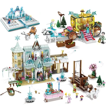 

Building Blocks Fit Lepining 459-1650pcs Princess Elsa Anna Girls Friends Castle With Figure MOC Model Toys For Kids Gifts