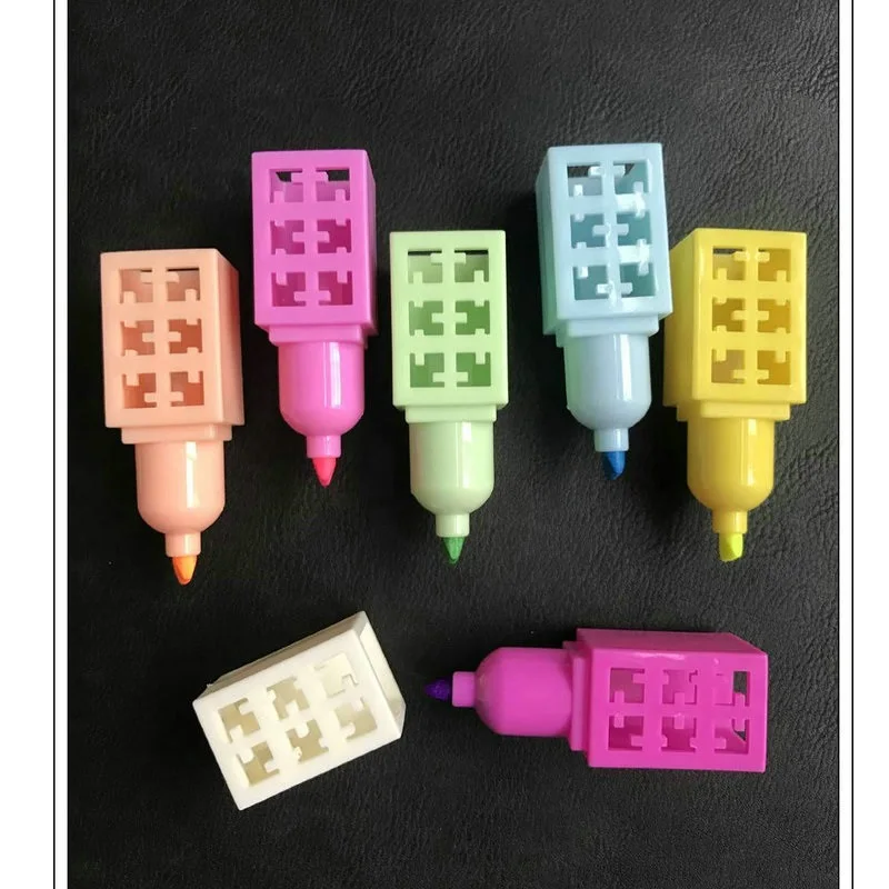 Highlighter pen marker pen highlighter marker 6pcs mini building up block highlighter marker pen