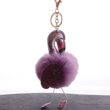 Брелок в виде фламинго кулон стиль Крылья Ангела Фламинго искусственный Рекс кролик волос мяч сумка кулон