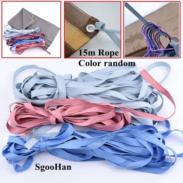 15 Méter Nylon Otthoni Szárítókötél Maza Székletek Kötél Nap Árnyékolás Háló Rögzítése Üvegházhatású Fólia Lapos Szalag Gyümölcsfa Ág Húzó