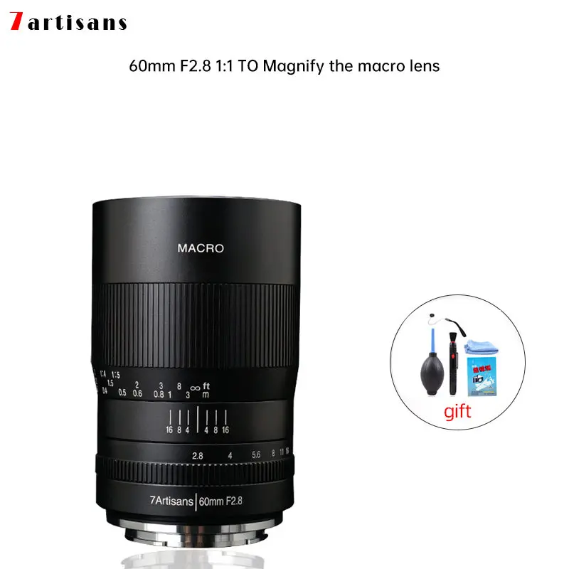 7artisans 60mm f2.8 1:1 magnification macro lens is suitable for the Canon EOSM EOS-RF E Fuji M43 for nikon z Mount For sony