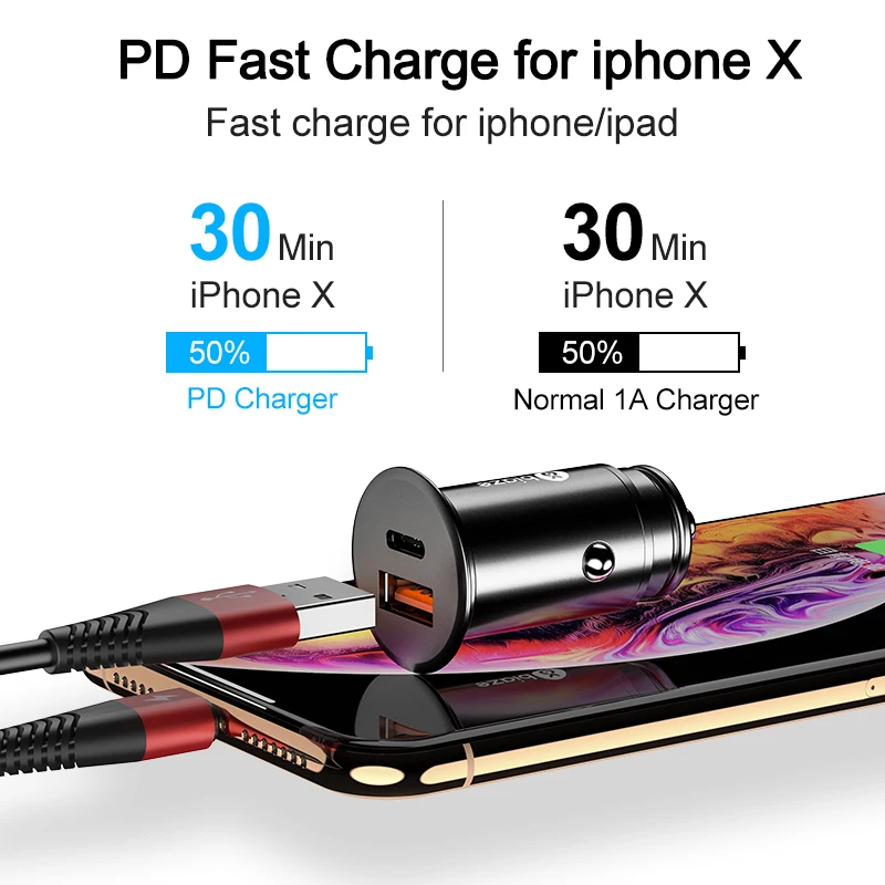 Автомобильное зарядное устройство Biaze USB 36 Вт Быстрая зарядка 3,0 для Xiaomi Mi 9 huawei P30 Pro samsung Iphone X быстрое автомобильное зарядное устройство PD