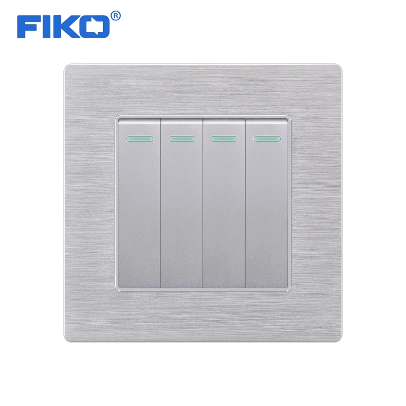 

FIKO 1 2 3 4 Gang 1 2 Way Button Switch Light Switch On / Off Wall Button Lamp Switch Silver gold Black Aluminium Alloy Panel