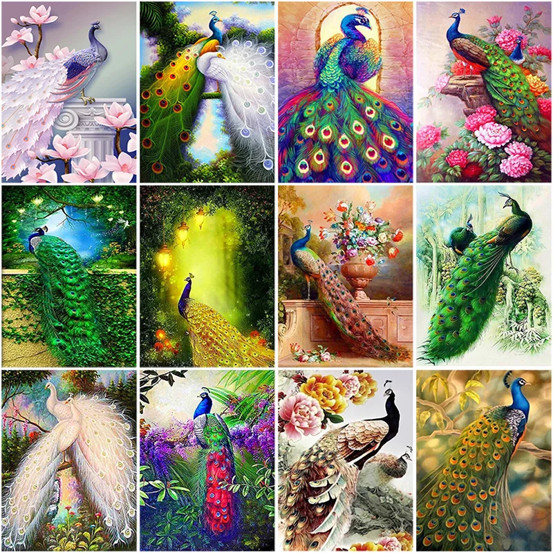 

DIY Peacock 5D Diamond Painting Cross Stitch Full Round Drill Mosaic Diamond Embroidery Rhinestones Home Decor Gift