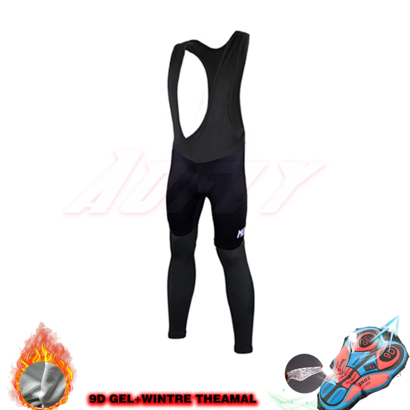 Black bib Черный и оранжевый зимний теплый флисовый веломайка MOLTENI, набор для велоспорта, fietskleding wielrennen, зимний комплект heren, брюки на лямках, Длинный топ - Цвет: Black bib