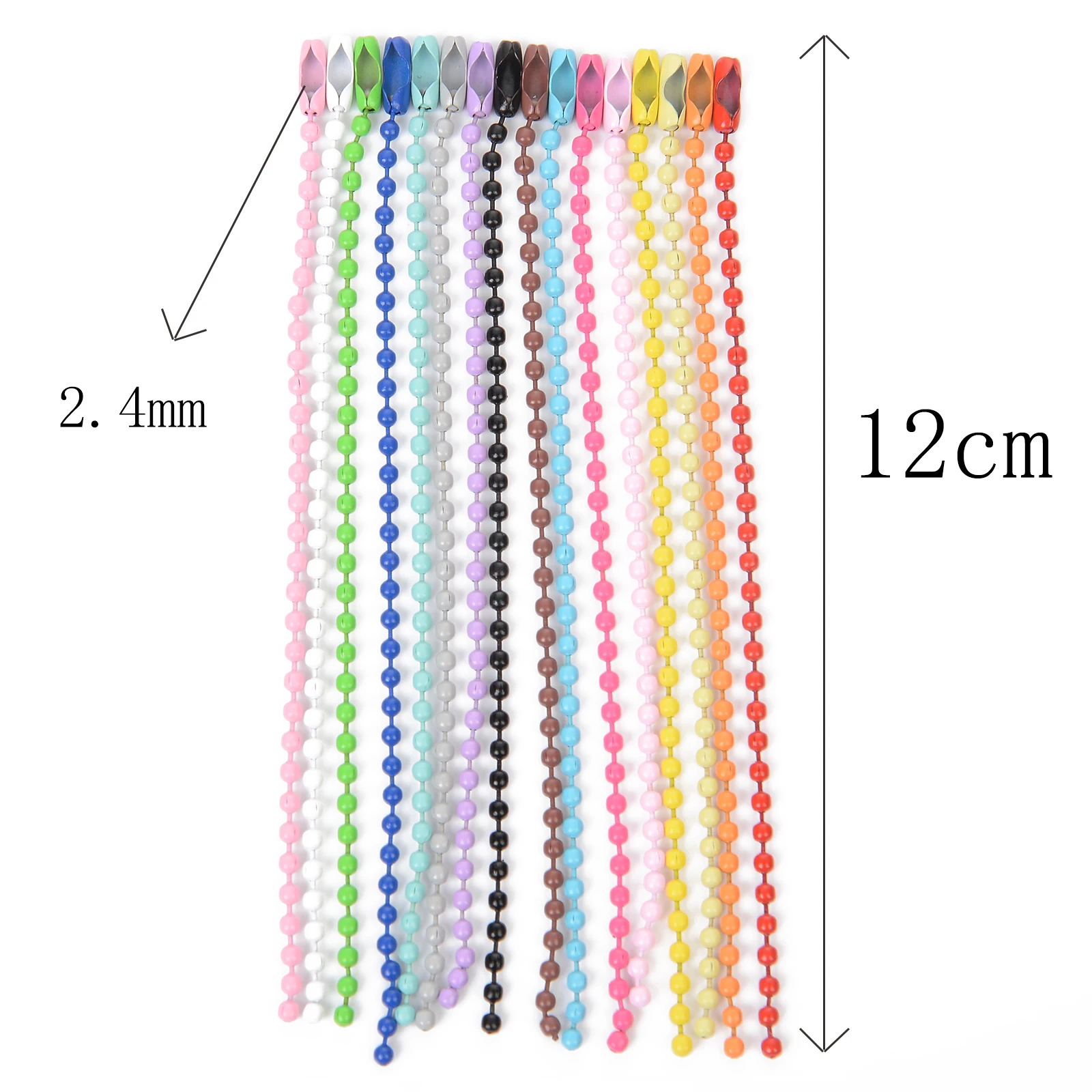 100pcs Colored Ball Bead Keychain Metal Hanging Chains Metal Chain