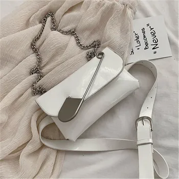 

Patent Leather Crossbody Bags For Women 2020 Small Chain Shoulder Messenger Bag Pin Decoration Female Handbags and Purses