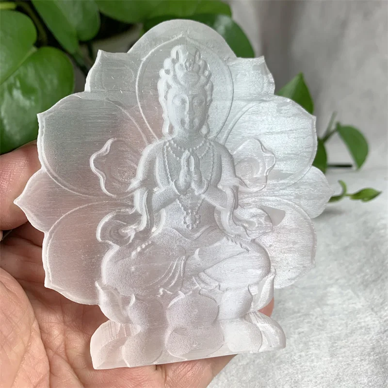 Natural Selenite Crystal Carvings  Figure Gypsum Ornament Statue Reiki Healing Decorative Sculpture Modern Room Design 5