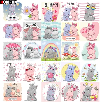 

HOMFUN Square Round Drill 5D Diamond Painting Environmental Crafts Full Diamond Embroidery "cartoon animals scenery" Home decor