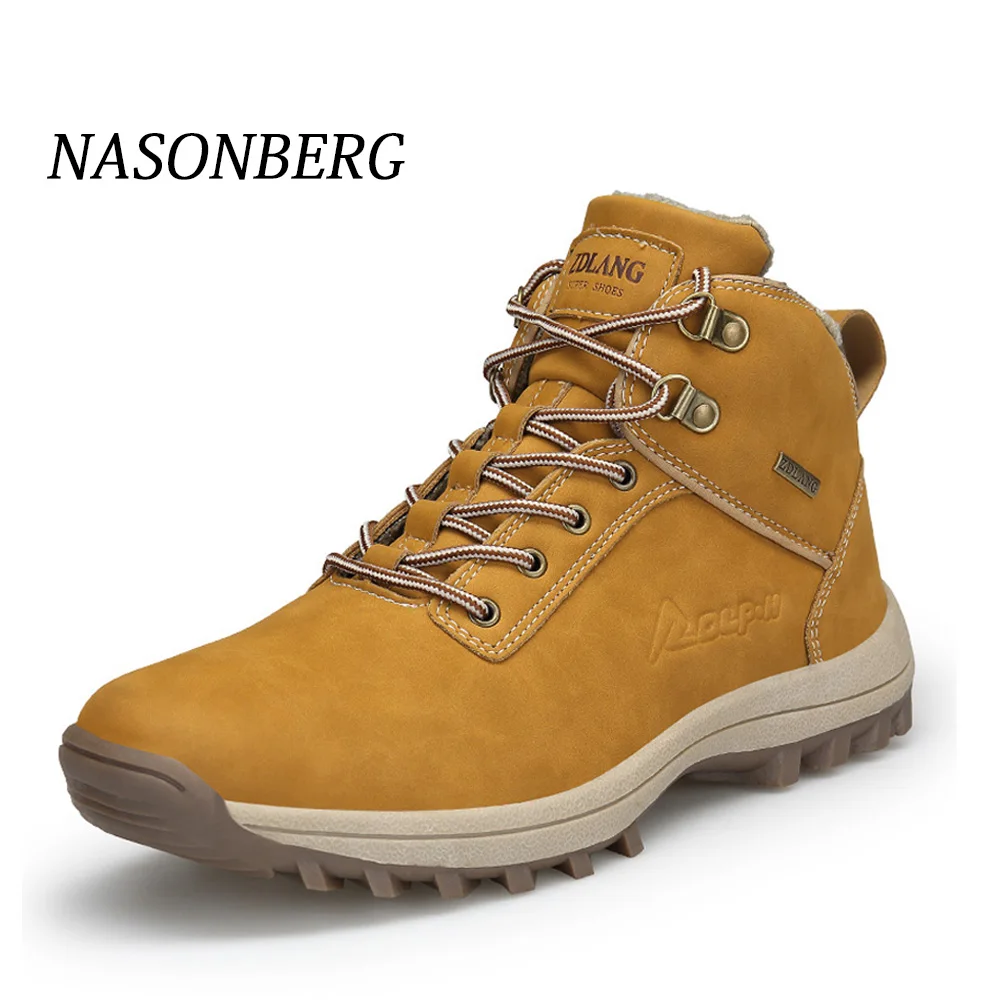 NASONBERG Waterproof Leather Snow Boots Non-slip Hiking Men Shoes New
Popular Outdoor Wear Resistant Winter Shoes Men