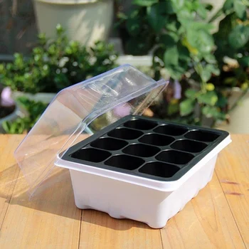 

12-Cell Tray Seed Starting Kit Plant Germination Greenhouse Accessory Tool With Garden Seeds Starting Grow Boxes for Plants
