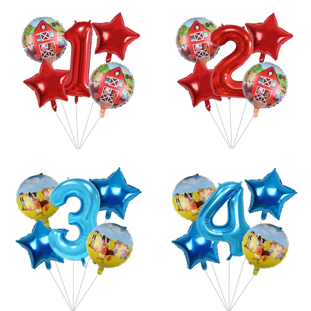 Globos Animales de Granja 32" para Decoración de Fiestas Infantiles, 5 Piezas, Inflables para Cumpleaños Número 1 y Celebración de Vacaciones, Juguetes para Niños|Globos y accesorios| AliExpress