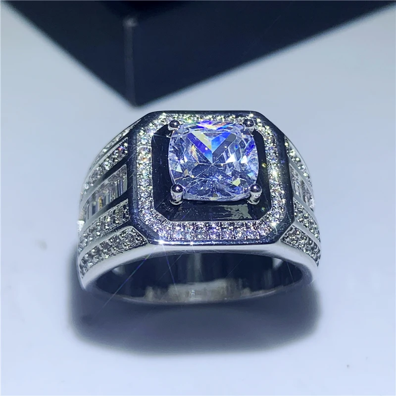Роскошное мужское кольцо 925 пробы Серебряное 1ct AAAAA cz Камень Обручальное кольцо кольца для мужчин и женщин модные вечерние ювелирные изделия