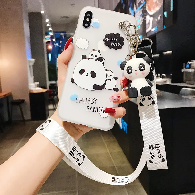 Забавный мультяшный чехол для телефона с пандой для iphone X XS чехол для MAX XR для iphone 7 6s 8 plus милый чехол кукла подставка поддержка мягкий чехол s Capa