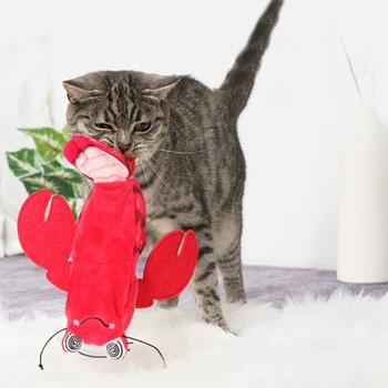

Funny Electric Cat Catnip Toy Interactive Flopping Cat Lobster Toys USB Rechargeable Motion Kitten Exercise Toy