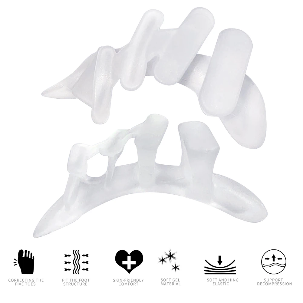 1Pair Toe Separator Hallux Valgus Bunion Corrector Orthotics Feet Bone Thumb Adjuster Correction Pedicure Straightener Foot Care