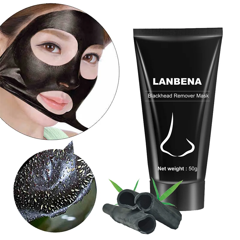 LANBENA, 50 г, маска для удаления угревой сыпи, черная маска с активированным углем для лица и носа, маска для глубокого очищения пор