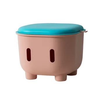 

Multifunctional kids storage stool creative color matching plastic thickened packing organizer box baby can sit toy bucket stool