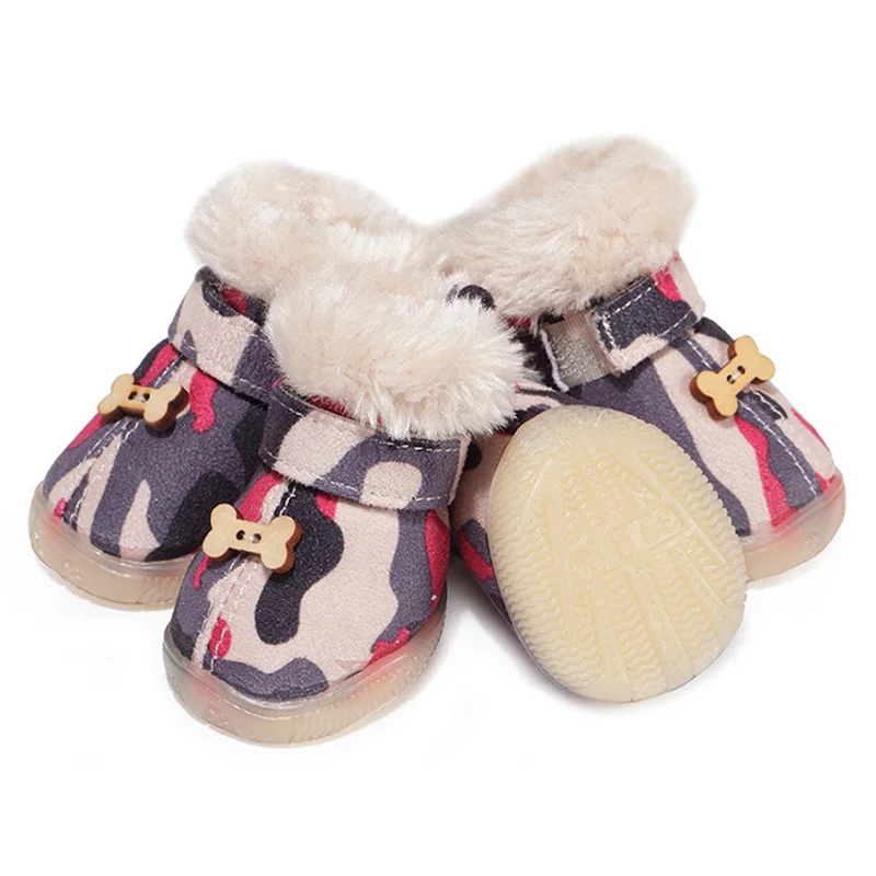 

camouflage dog shoes super warm and comfortable zipper strap puppy boots Bee tendon sole shoes for dog snow boots