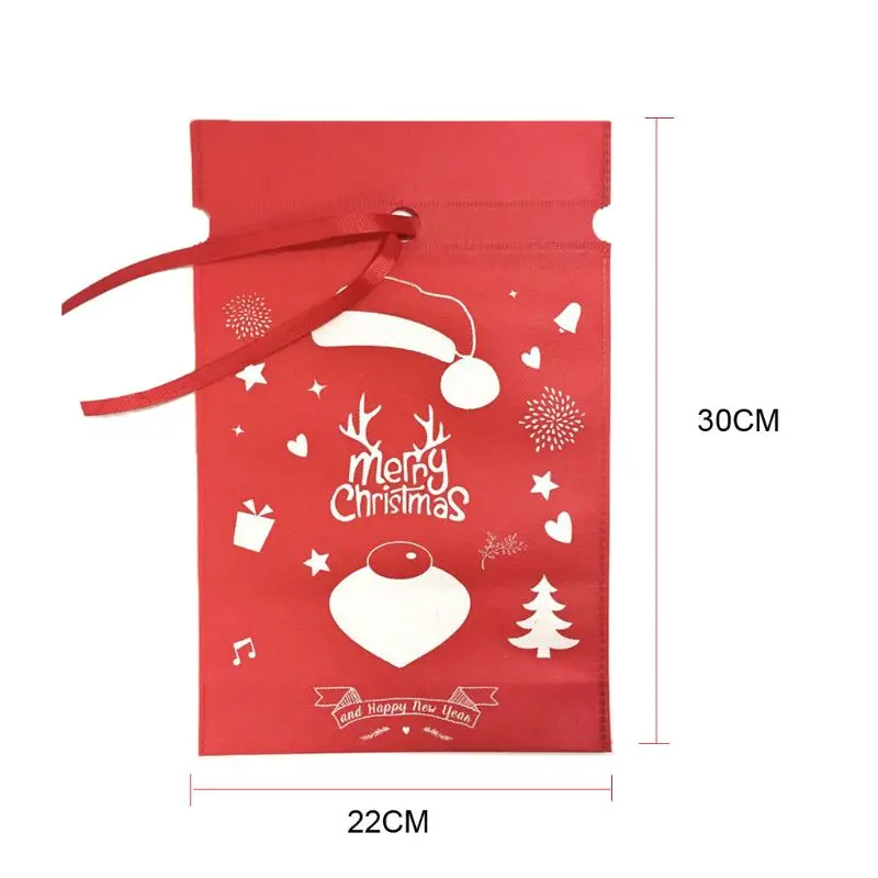 Christmas Non-woven Drawstring Bag Gift Organizer Xmas Holiday Party Decoration C90E