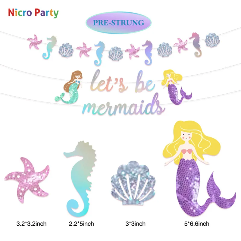 Nicro 39 шт./компл. Let's Mermaid комплект украшений для вечеринки винтажный девичий день рождения детский душ домашний декор вечерние принадлежности# Set134
