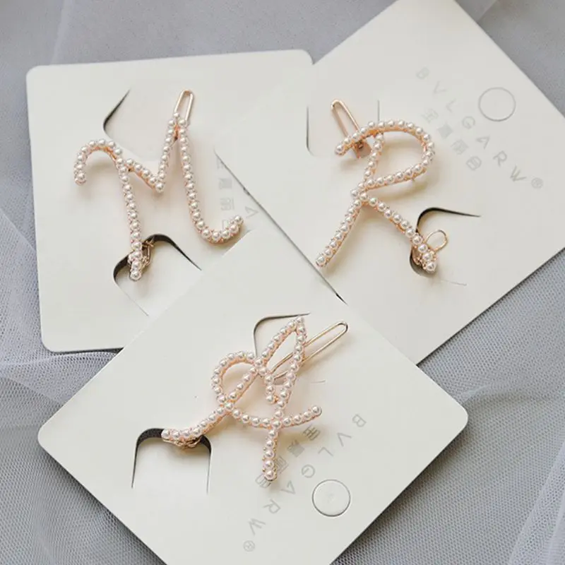 Женская имитация жемчуга; ожерелье лягушка Bobby Pins элегантный полый почерк заглавные буквы Свадебная заколка для волос Банкетный аксессуар для волос