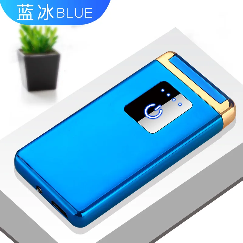 Классическая двойная дуговая зажигалка, ветрозащитная электронная usb-зажигалка для зарядки, электрическая зажигалка для курения - Цвет: Blue