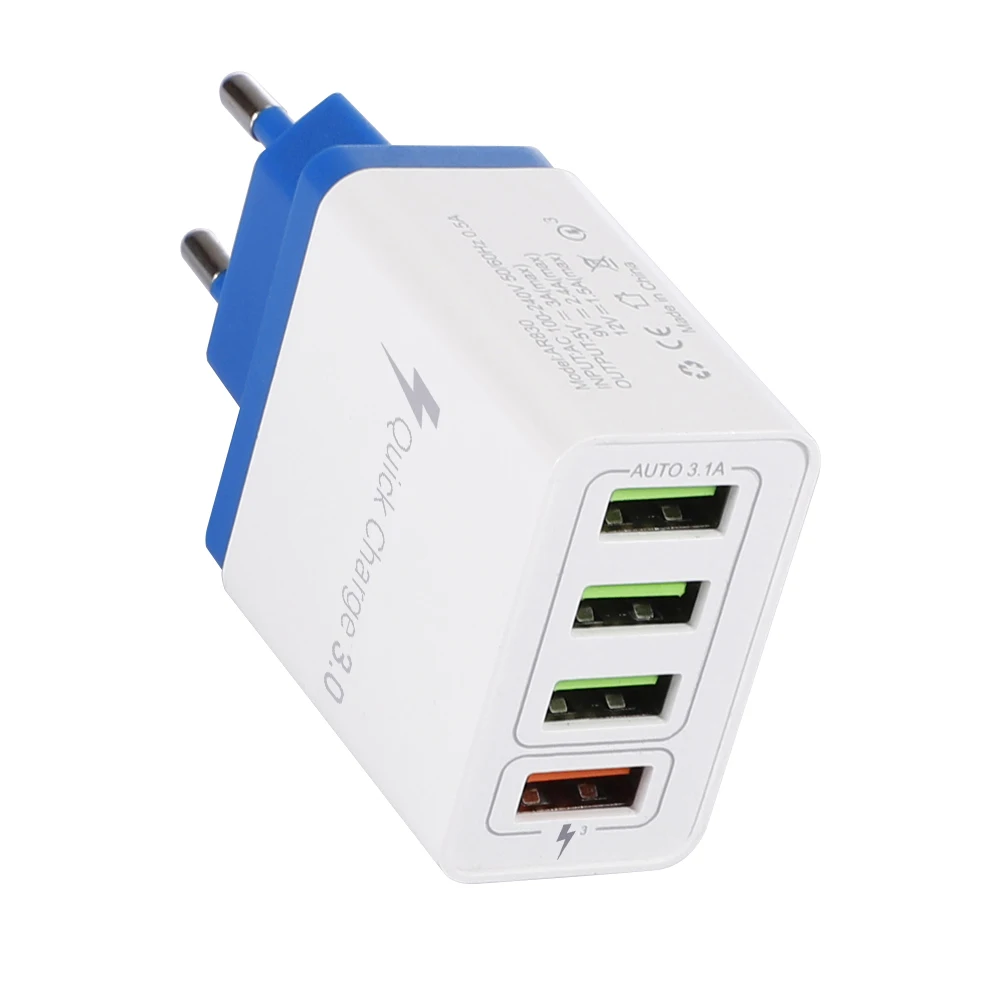 4 порта USB зарядное устройство Быстрая быстрая зарядка настенное зарядное устройство QC 3,0 USB концентратор адаптер питания ЕС/США штекер 4 USB настенное зарядное устройство для мобильного телефона