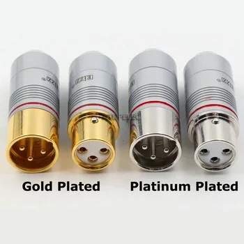 

1pc EIZZ 3pin XLR Male / Female Plug MIC AMP CANNON Adapter HiFi Connector 24K Gold / Platinum Plated Phosphor Bronze Copper