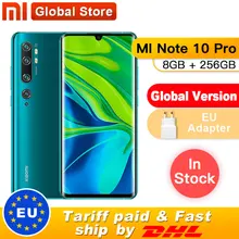 Глобальная версия Xiaomi Mi Note 10 Pro 8GB 256GB 108MP Penta camera Smartphone 5260mAh батарея 10x оптический двойной изогнутый экран