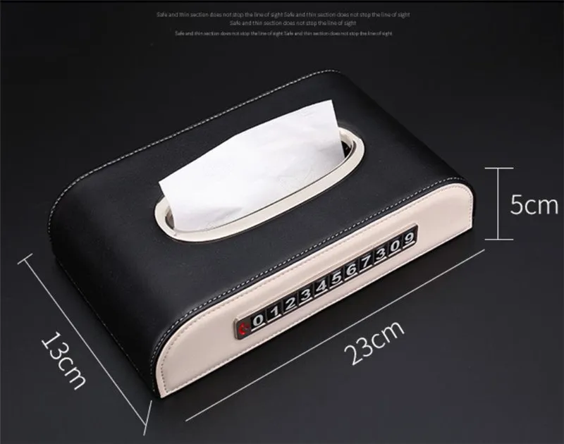 

[Wholesale] 10PCS Microfiber Leather Car logo Tissue Boxes Stop Sign With Luminous Number Napkin Paper Box With Anti-Slip Mat