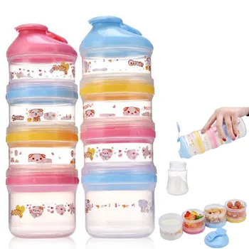 

4 Layer Portable Baby Food Storage Box Essential Cereal Cartoon Milk Powder Boxes Toddle Kids Formula Milk Container