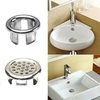 

Sink Basin Round Ring Overflow Spare Cover Bathroom Ceramic Wash basin Overflow Ring Tidy Chrome Trim Ring