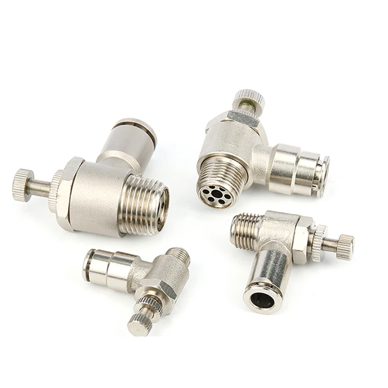 

1pcs All copper nickel-plated quick-plug joint SL series air pipe pneumatic joint throttle speed regulating valve