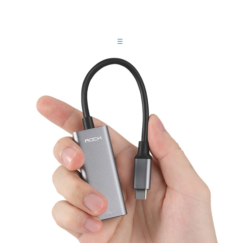 Rock type-C к Rj45 интегрированный дизайн металла текстуры концентратор Стыковочный модуль-преобразователь в Ethernet сетевой адаптер RJ45 USB-C телефон адаптер