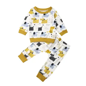 

UK Auutmn Clothes Infant Baby Boys Girls Clothes Animal Sweatshirt Pants Leggings Outfit Set Clothes 0-24 months