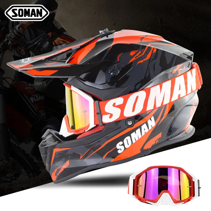 ECE Helmets Motorcycle Racing Dirt Bike Kask Off Road Motorhelm High Quality Casque Moto Modulable Casco Modular Capacete Aberto - Цвет: With Goggles