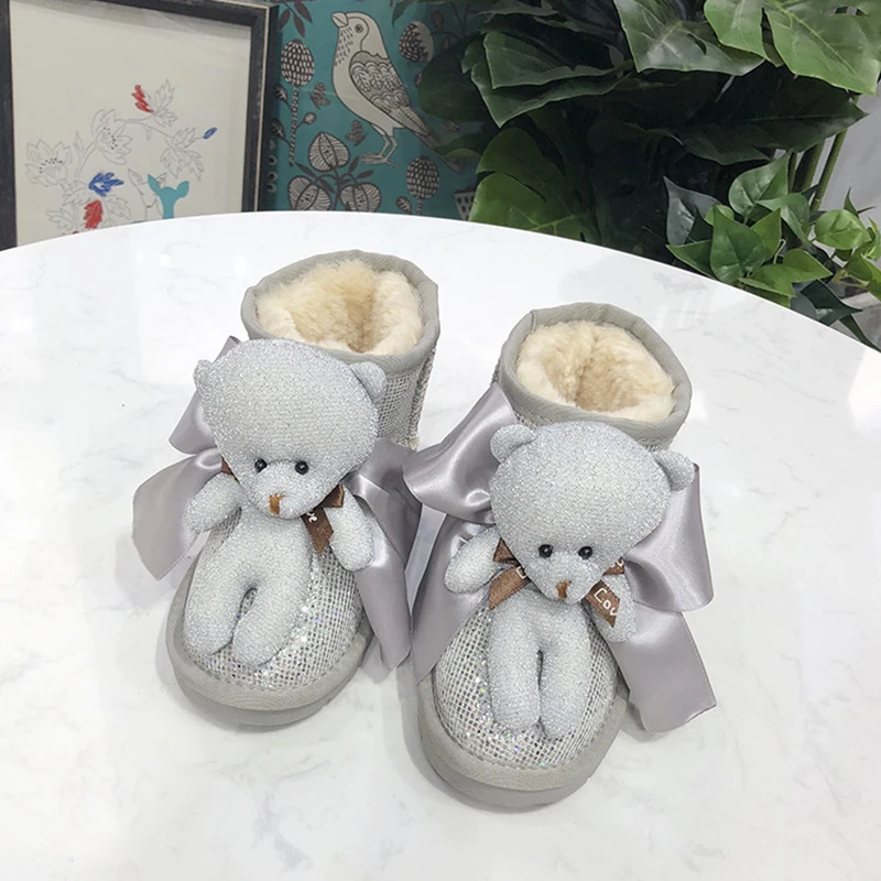 Dolakids/теплые детские зимние сапоги для детей; Новинка; зимняя детская обувь принцессы для малышей; красивые Нескользящие ботинки на плоской подошве с круглым носком для девочек