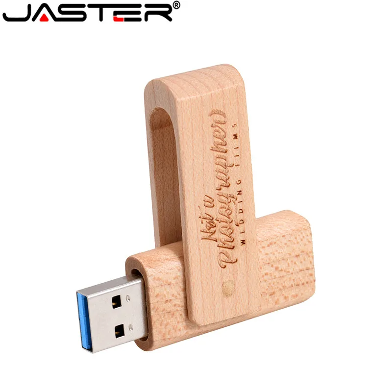 JASTER 4 модель вращающийся деревянный логотип usb флэш-накопитель 4 ГБ 8 ГБ 16 ГБ 32 ГБ 64 ГБ usb 2,0 подарок гравировка логотипа