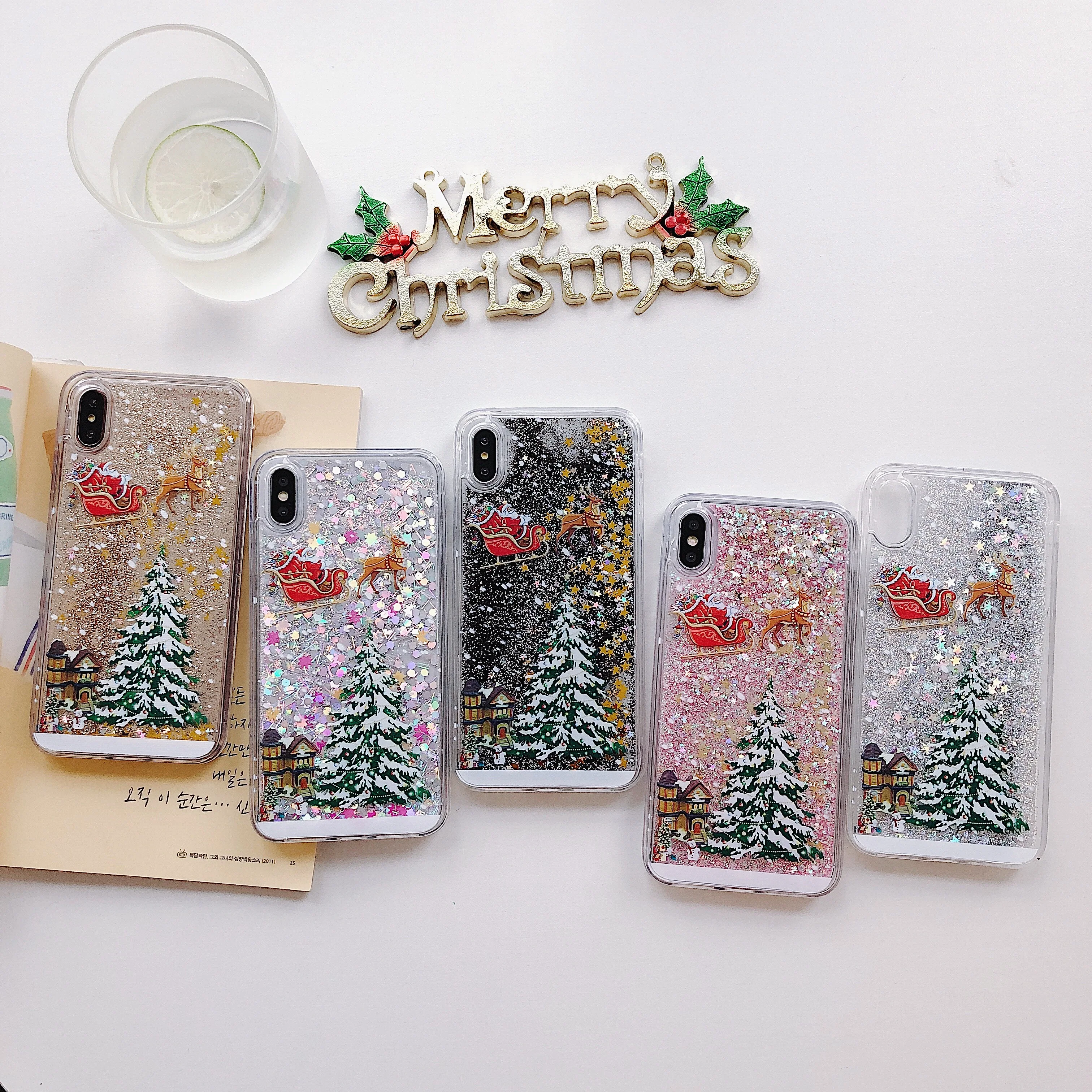 

Glitter Christmas tree Case for Samsung Galaxy S7 Edge S8 S9 Plus S10 Lite S10E Note 8 9 10 pro Silicone Diamond quicksand Case