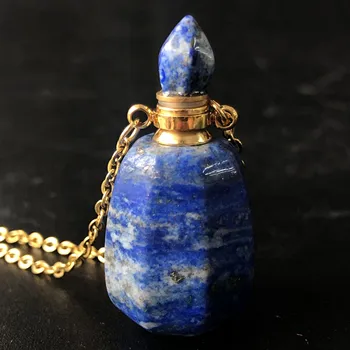 

CLapis lazuli stone rystal Aromatherapy Essential Oil Diffuser Necklace Perfume Bottle Necklace agates quartz Necklace