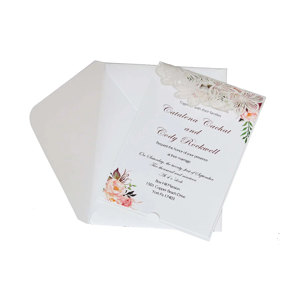  10pcs Wedding Invitations Lace Pattern Cards Laser Cut Paper Cards Announcement Greeting Postcards  - 4000444354307