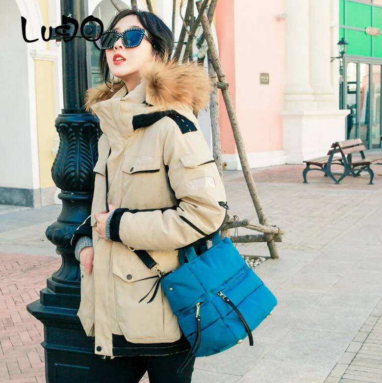 LUCDO, осенне-зимняя женская Хлопковая Сумка, женская сумка на плечо, через плечо, Сумка с верхней ручкой - Цвет: Blue