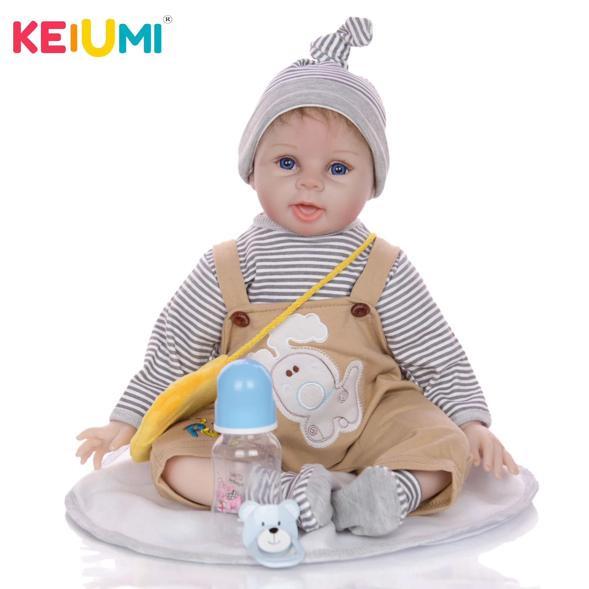 KEIUMI новый дизайн Кукла Реборн 22 дюйма тканевая Мягкая кукла для новорожденных