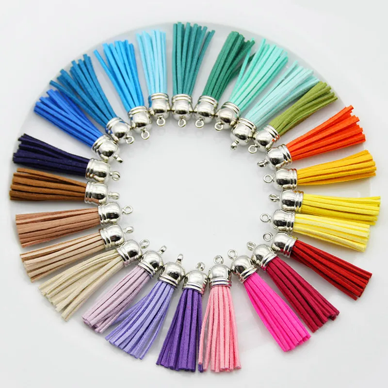 

10pc 55mm CCB Vintage Faux Leather Tassels Fringe Jewelry Making Findings Earring Accessories Key Chain Cellphone Straps Pendant