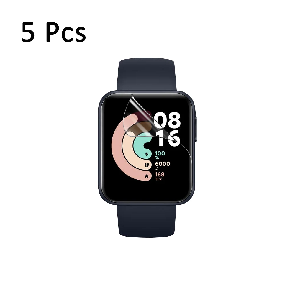 5Pcs Full Coverage Screen Protector Clear HD Hydrogel Protective Film Accessories for Xiaomi Redmi Watch & Mi Smart Watch Lite 