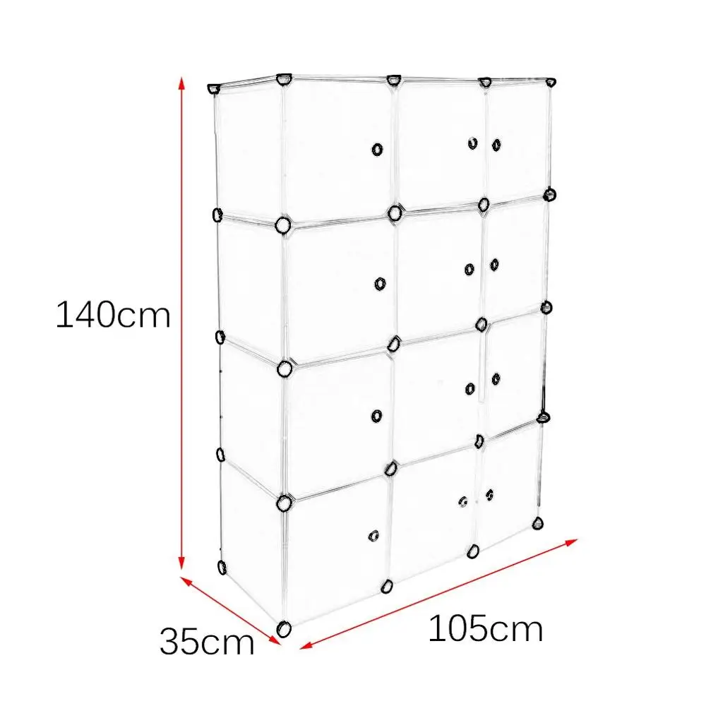 

12 Grids Simple Resin Storage Box Cabinet DIY Extra Large Eco-Friendly Wardrobe Closet Organizer Clothes Holder